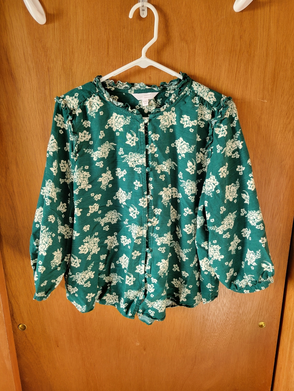 Floral Ruffled Button-Front Blouse - Picture 2 of 8